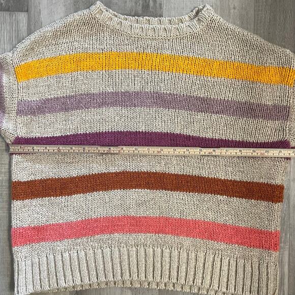 Lou & Grey & LOFT Sweater Womens LARGE Multicolor Chunky Knit Striped Pullover - Picture 5 of 14